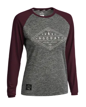 Rocday dámský cyklistický dres Line burgundy šedá melange