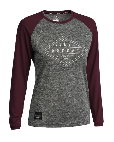 Rocday dámský cyklistický dres Line burgundy šedá melange