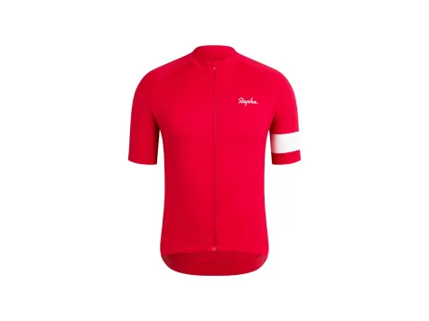 Rapha cyklistický dres Core s bílým pruhem na rukávu červený