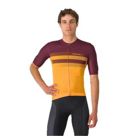 Castelli pánský cyklistický dres Simbolo oranžová a bordó